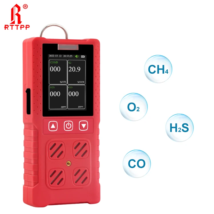 

RTTPP DR850 4 In 1 Portable Multi Gas Detector O2 / CO / H2S / COMB Gas Leak Meter with LCD Screen