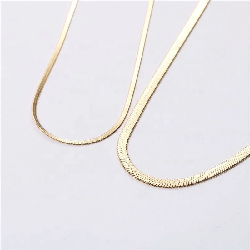 

5mm Herringbone Chain Necklace Snake Chain Stainless Steel Necklace PVD Gold Plated