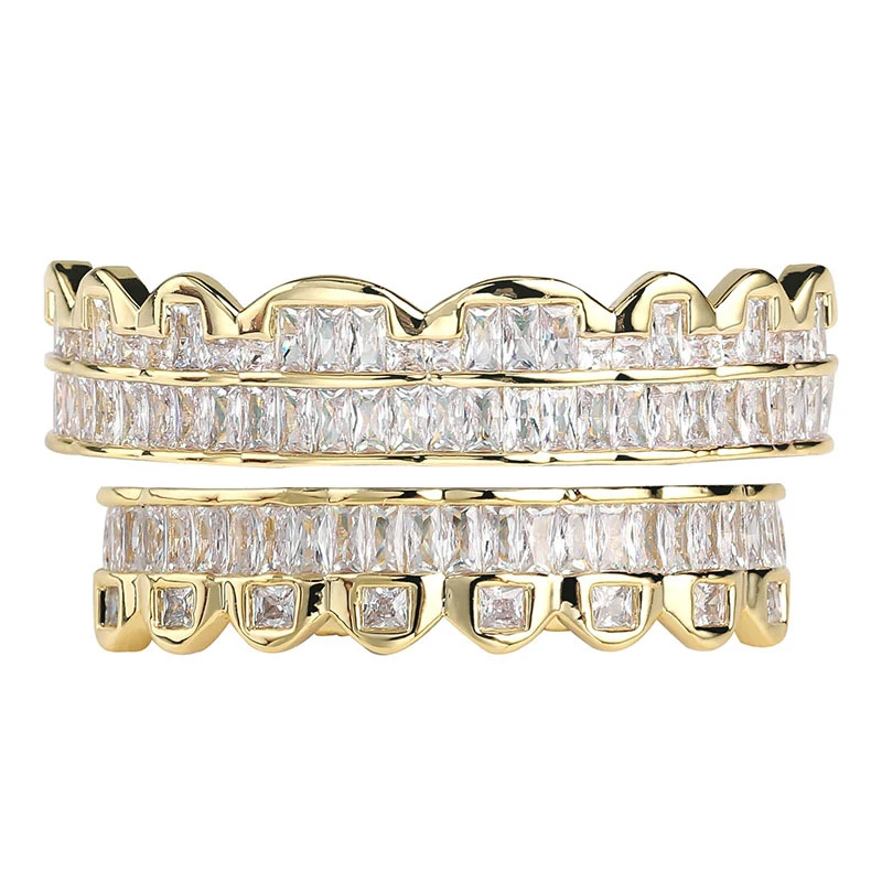 

Blues RTS Zircon diamond Teeth Grillz Top Bottom Grills Set With silicone Real Shiny Grill Sets Bling Cubic Zircon, Silver, gold