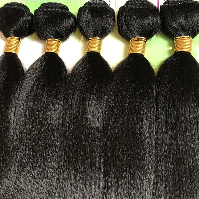 

full head 100% soft feel straight mix virgin hair bundle blend human hair and synthetic