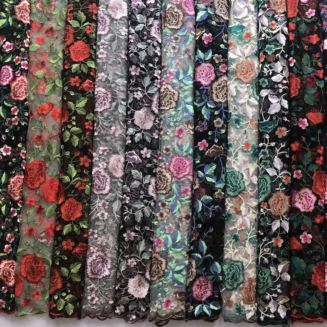 

Popular 100% Polyester Material 3D net floral fabric embroidery lace for dress, Customize