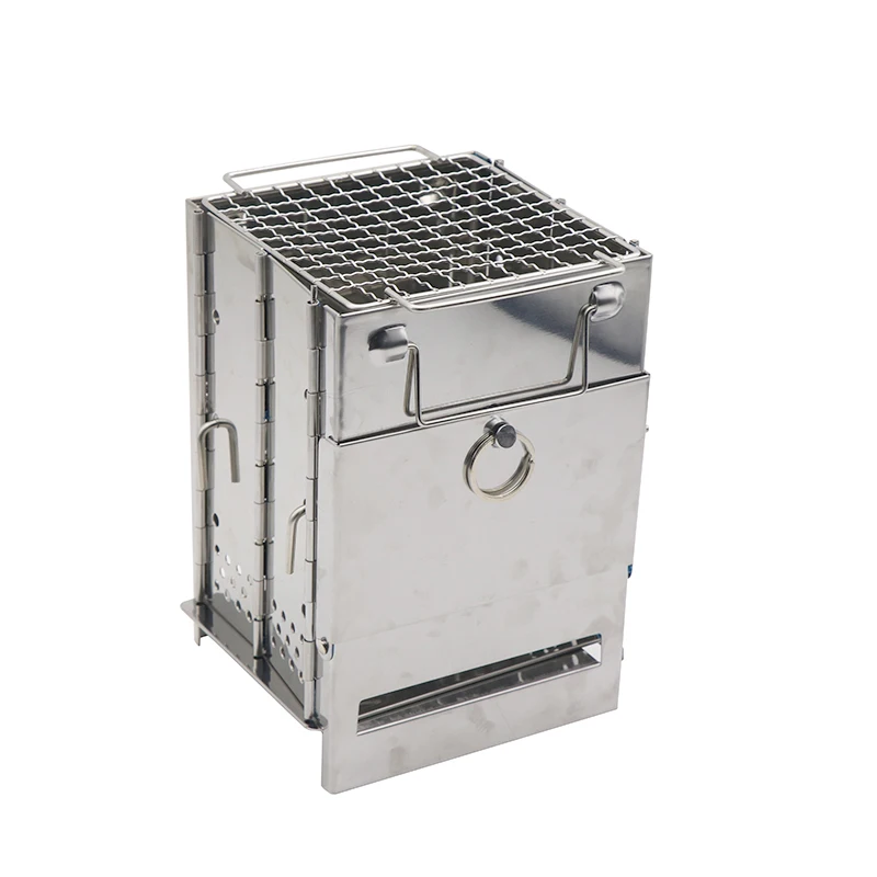 

Square Wood Stove Outdoor Barbecue Stove Portable Lightweight Stainless Steel Camping