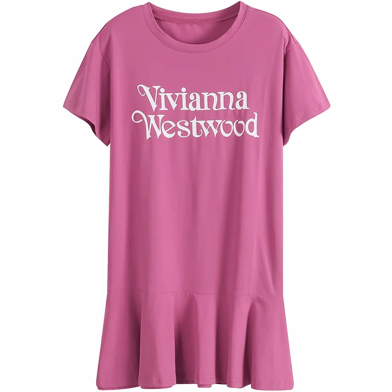 wholesale 2020 SUMMER alphalete  printing crew neck ladies plus size short sleeve t-shirts dress