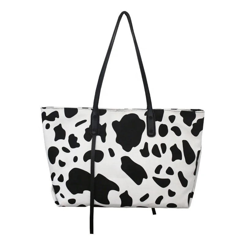 

2021 women graffiti big tote bag PU ladies hand bags cow print luxury shopping bags