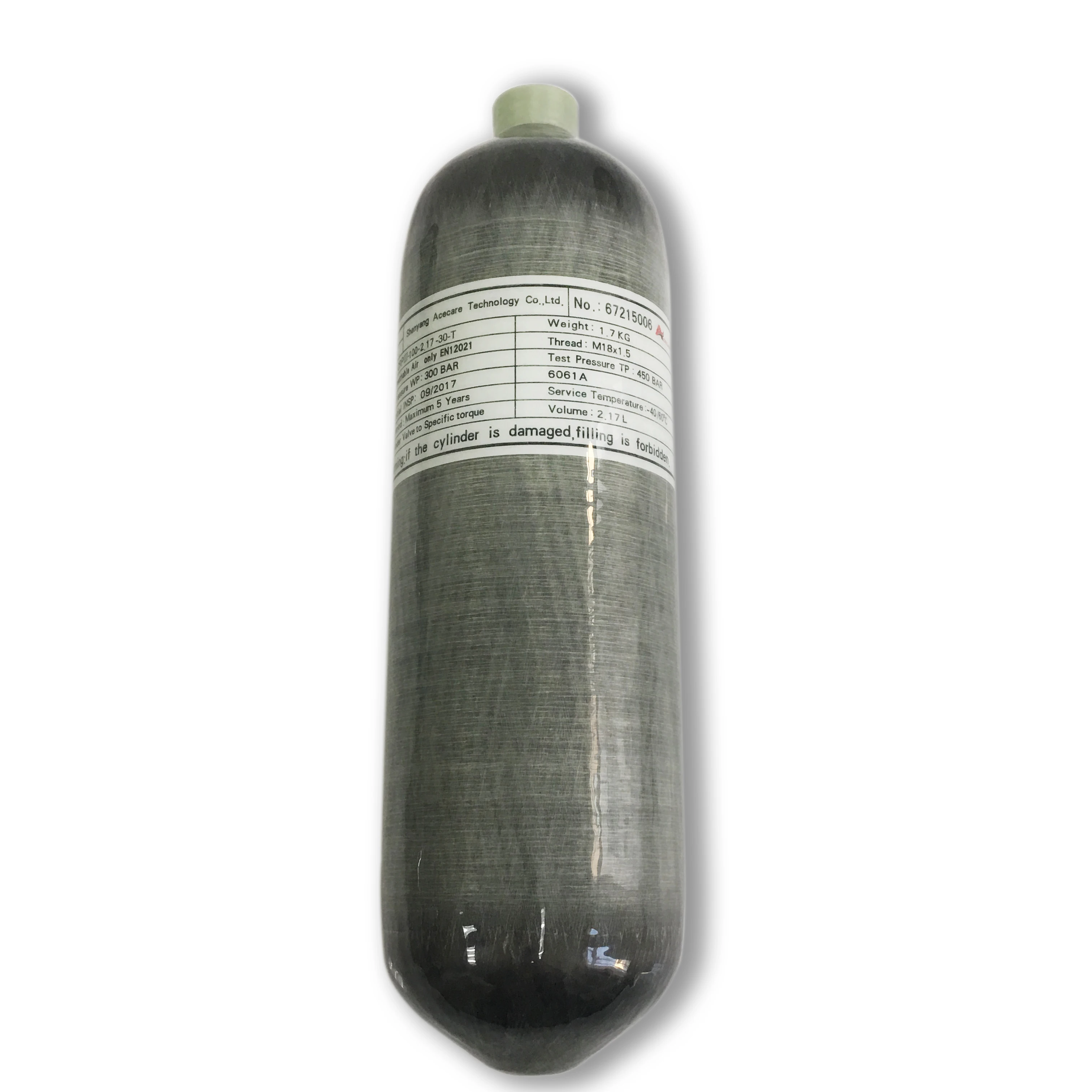 

2.17L CE air tank 4500Psi, Grey