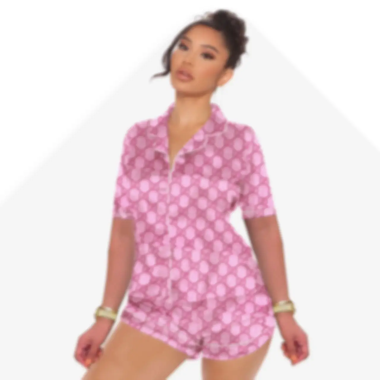 

2021 spring short sleeve designers silk satin sleepwear pajamas two piece sleepwear short set