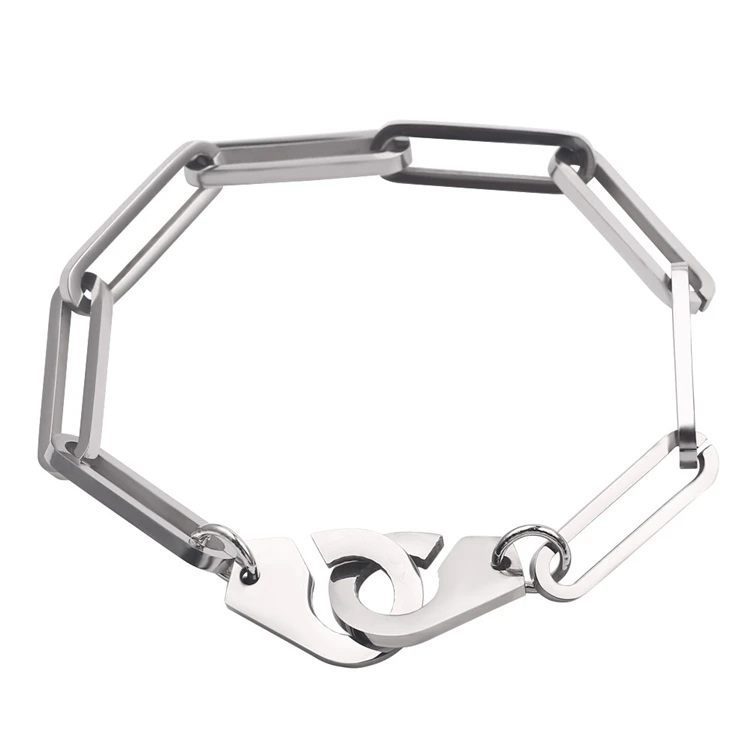 

Personality Silver Color Handcuffs Bracelet Men Punk Style Bracelet Street Rock Singer Jewelry Accessories