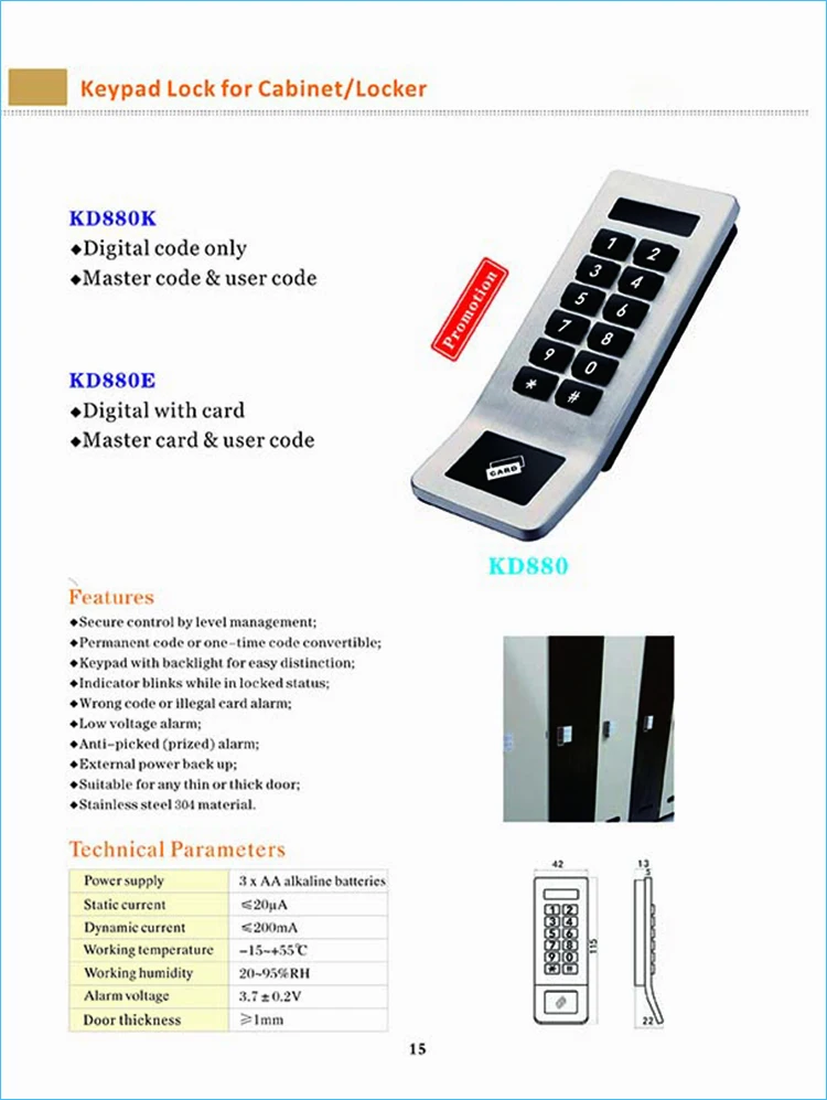 High Quality HPL Locker Cabinet Electronic RFID Digital Lock