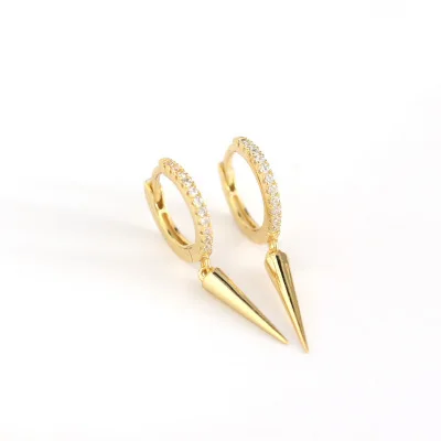 

Spike Huggie Orbit Hoop Earring 925 Sterling Silver Dangle Huggie Earrings Zircon Cz Cartilage Jewelry