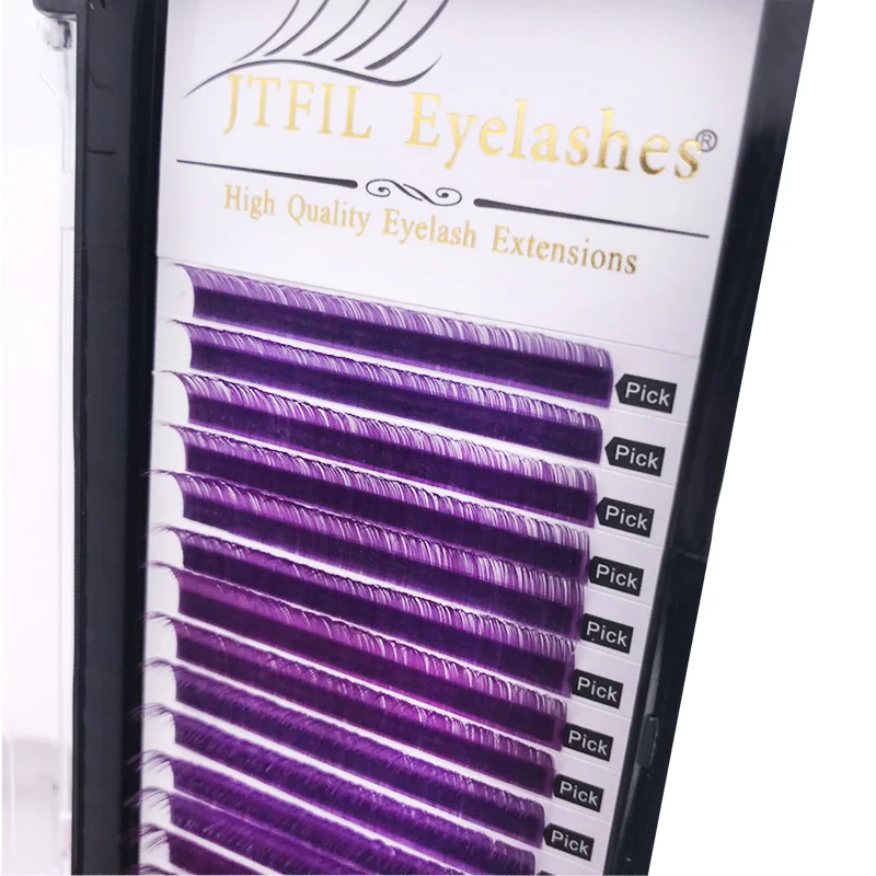 

silk Eyelash Vendor 3D Handmade Colorful lashes extension 100% Real silk Rainbow Color Lash silk Colored Eyelashes extension
