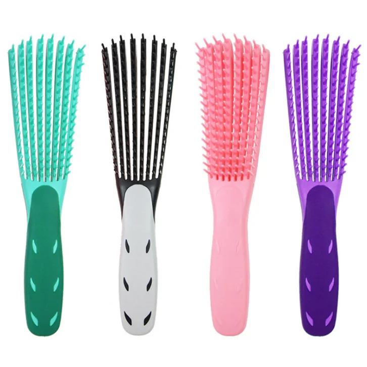 

High Quality Colored Plastic Customized Logo Detangle Hair Bush Comb, As image show