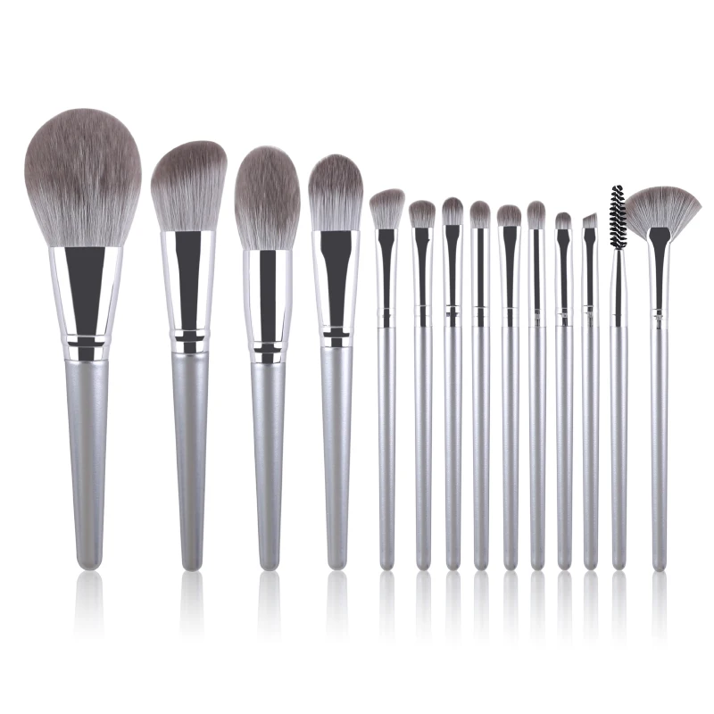 

Cosmetic brushes beauty tools 14 pcs Silver Synthetic makeup brush set maquillage