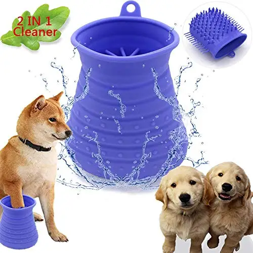 

Dog Paw Cleaner Cup 2 in 1 Portable Pet Foot Washer Dog Cleaning Brush Cleaning Dirty Paws For Puppy Dog Massage Or Cat, Blue, green, purple