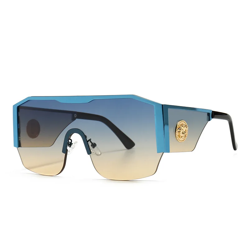 

2021 Fashion Brand Designer Sunglasses Women Men Oversized Square Gradient One Piece Lens Shades Sun Glasses Medusa Sunglasses