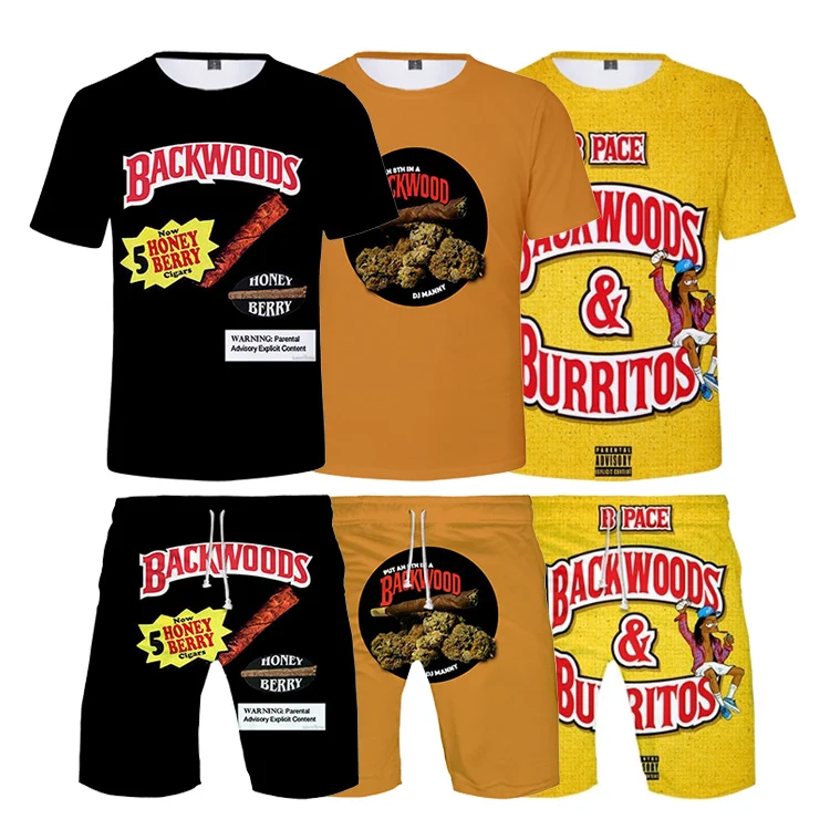 

Fashion Print Brand Backwoods Men T Shirt Beach Shorts Sweatsuit Summer Clothing Outfits Casual Two Piece Set, Customized color