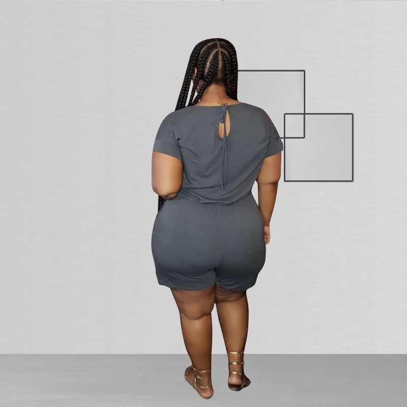 

Women clothing 2021 Autumn Wholesale Summer 5XL Women Jumpsuits Plus Size Loose Solid Casual Jumpsuits Customized Logo, Picture shows