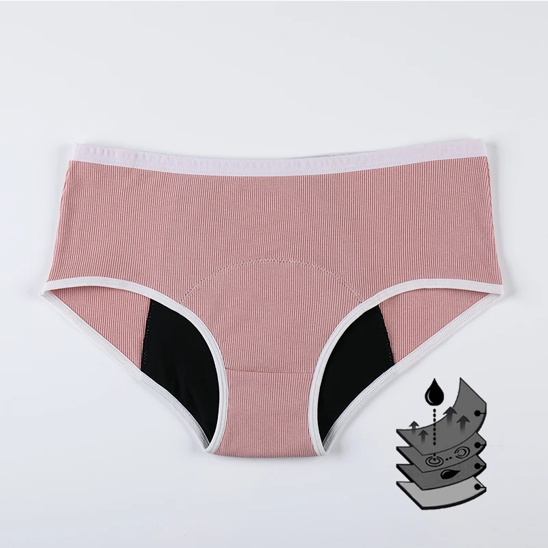 

Plus size cotton absorbent briefs maternity incontinence underwear leak-proof women's menstrual period panties, As picture/customized color