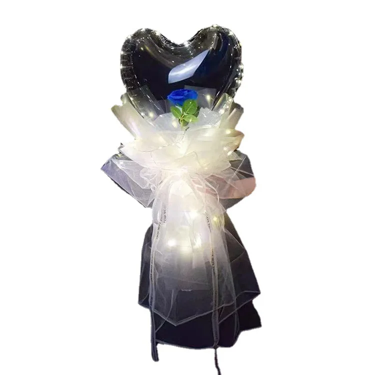 

Wholesale Bobo Balloon Light Led Balloon Valentines Day Gift Luminous Love Roses Newly Bouquet For Women