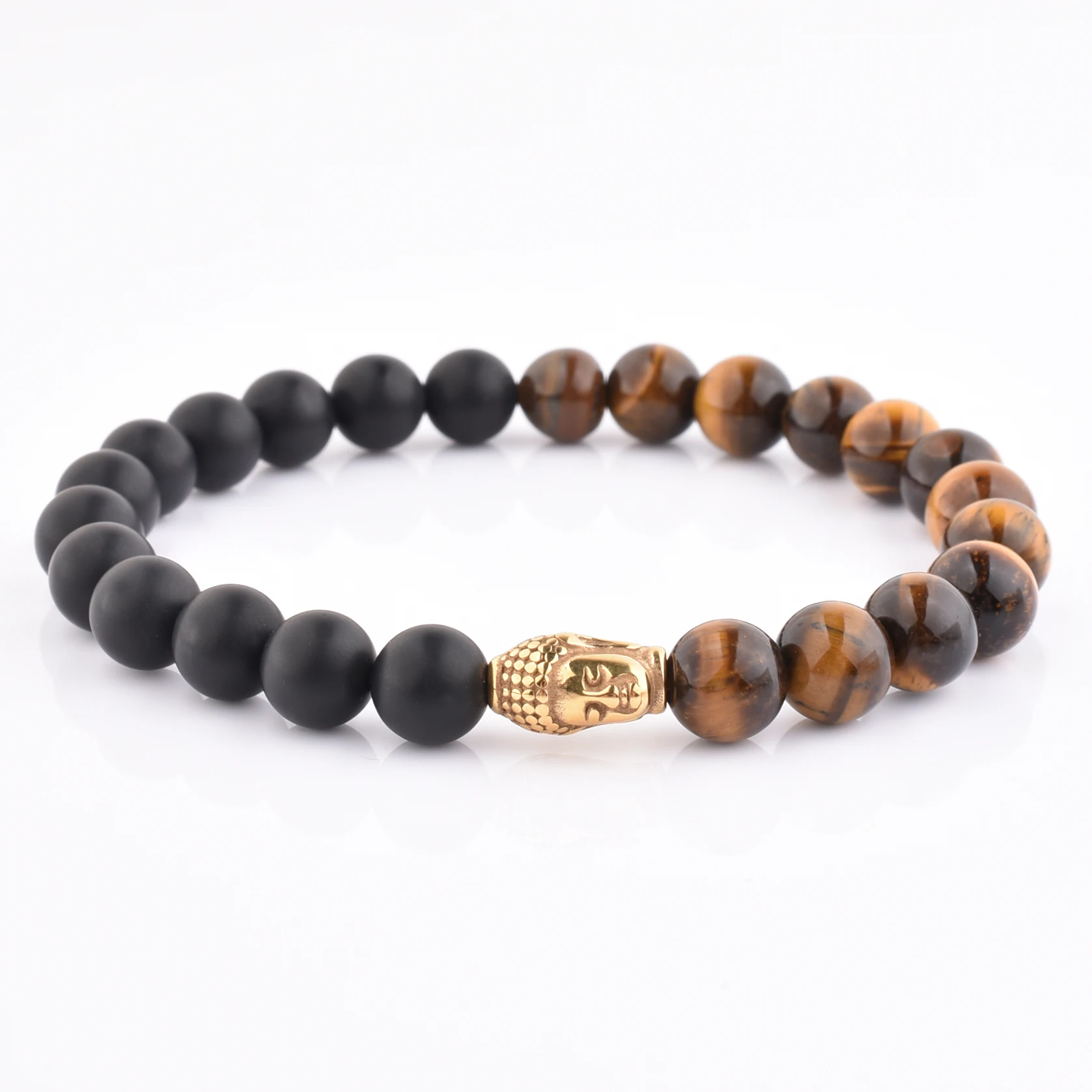

Fashion Jewelry High Polish Gemstone Wrist Band Buddha Beads Bracelet