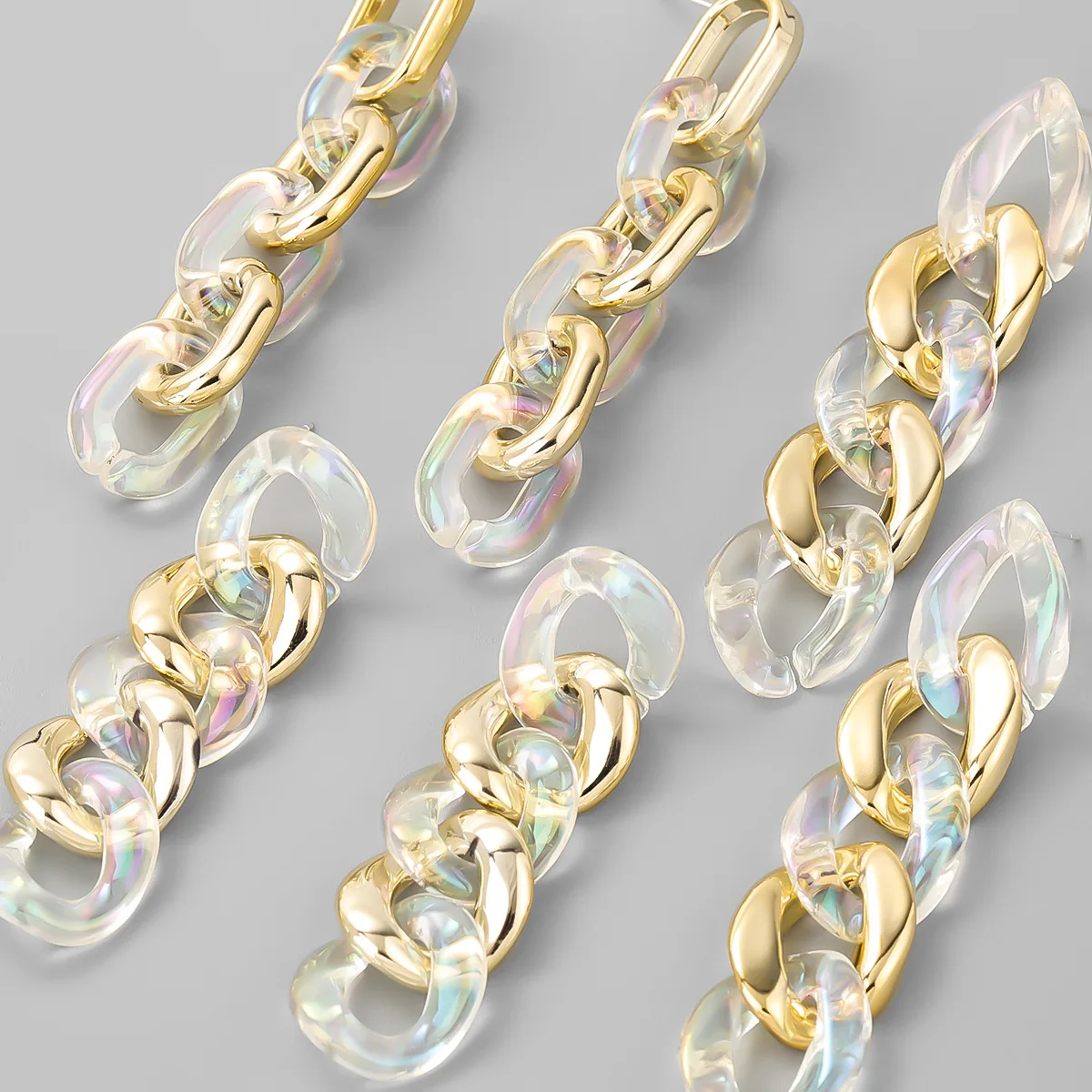 

EH14058L layered chain earrings summer long resin earrings women 2021, Gold