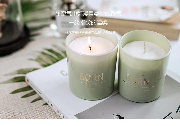 Natural Soy Wax 100% Cotton Wick Scented Candle Gift Set with luxury white Jar