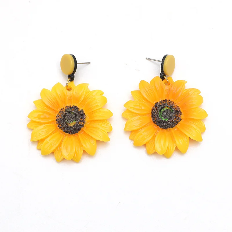 

Korean Fashion Retro Forest Super Fairy Sunflower Earrings Personality Temperament Exaggerated Flower Earrings