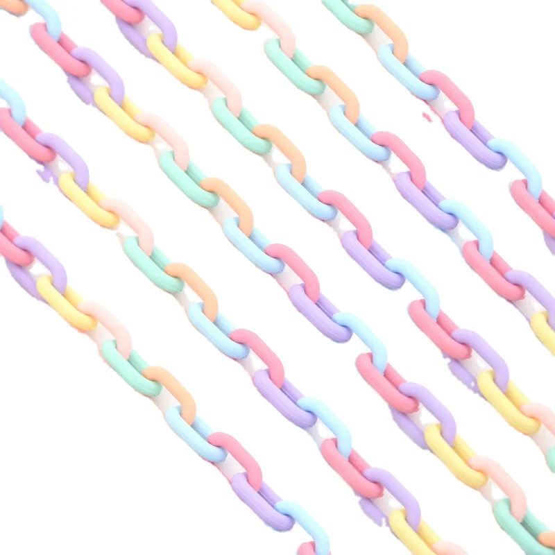 

XUQIAN Ins Hot Sale  Acrylic Color Smooth Frosted Chain Buckle Combination Chain for DIY Necklace Bracelet, Picture