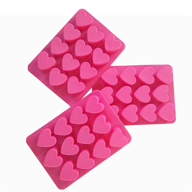 

Y3800 wholesale 12 cavity food grade silicone heart ice cube cake mold, Random