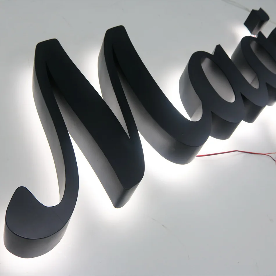 Easy mounting Stainless steel led letters back light advertising sign pin mounted letters on the wall