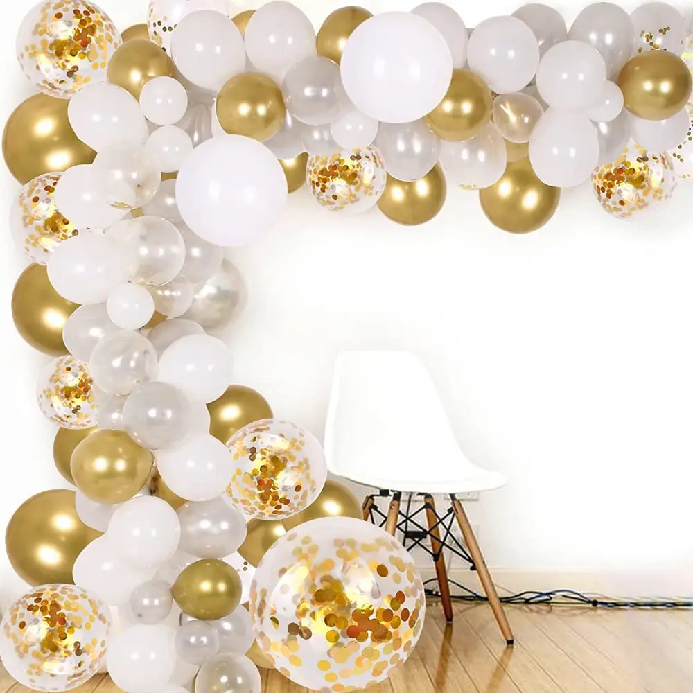 

DIY Balloon Arch Wreath Set 138Pcs Party Balloons Decor Gold Confetti Silver White Baby Shower Wedding Birthday Party Balloon