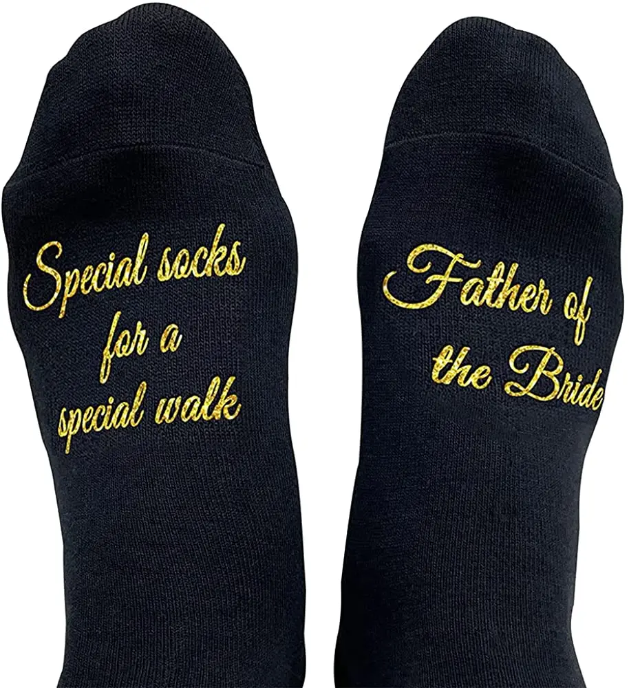 

XY-1225 Father of the Bride Wedding Socks Wedding Gifts from Bride Special Walk Socks Dad Wedding Gift from Daughter, Custom color
