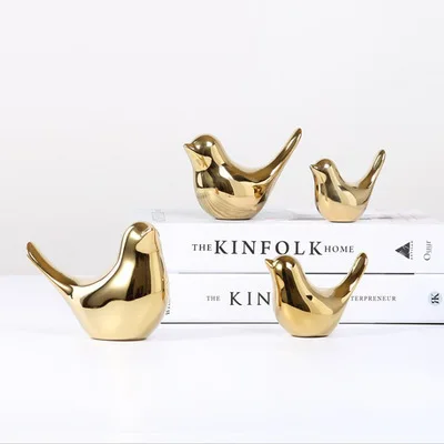 

Nordic creative golden modern luxury electroplating bird ceramic decoration living room home soft desktop decor accessories, Gold