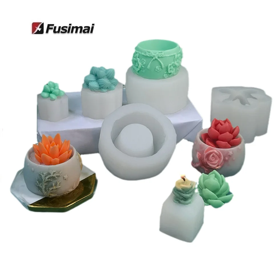 

Fusimai Silicon Mould For Potted Succulents Diy Succulent Plant Scented Candle Silicone Mold