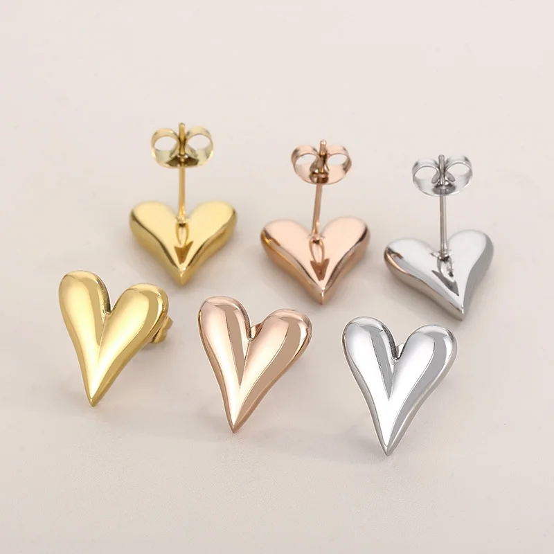 

Kalen Temperament Trendy Peach Heart Earrings Women's Hypoallergenic Stainless Steel Earrings