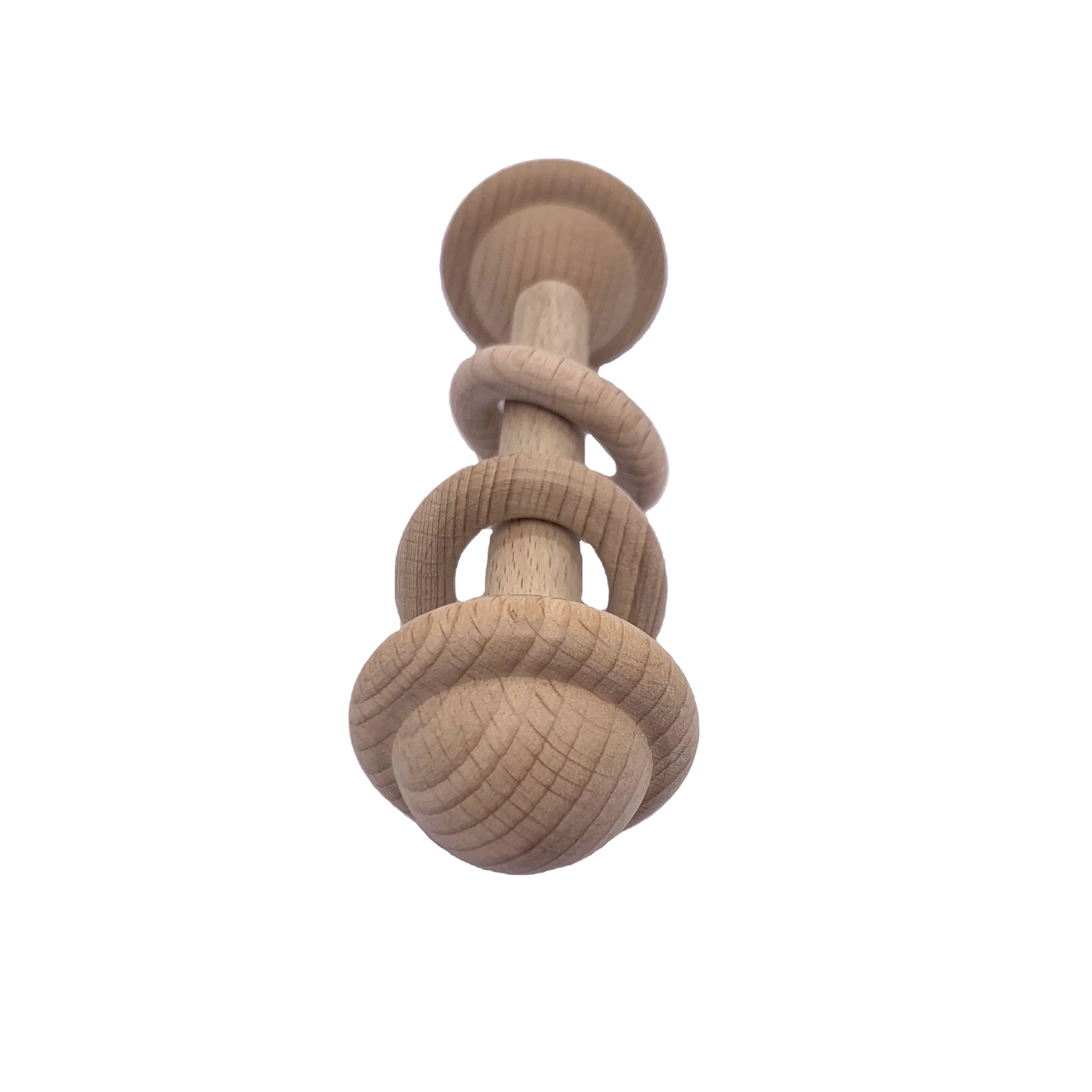 
Organic Beech Wood Ring Teether Wooden Baby Rattle Teething Toys 