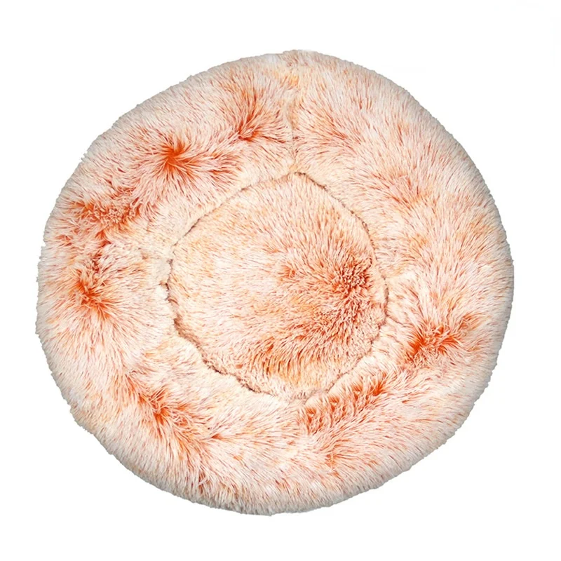 

Cheap Wholesale 90cm Diameter Pet Dog Bed Long Plush Gradient Color Winter Pets Dog Cats Soft Sofa Cushion Mats