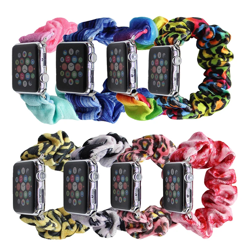 

BOORUI ladies elastic scrunchie strap for apple watch series 5 band soft durable belt for apple watch charm band, 16 colors optional