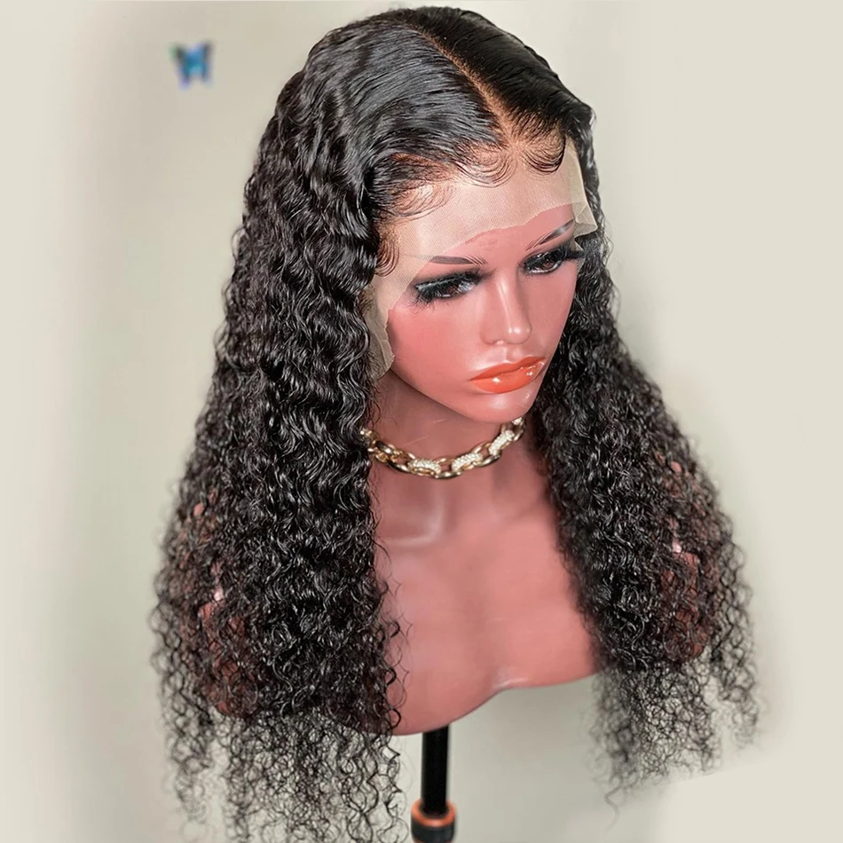 

100% Brazilian Human Hair Wig Hd Transparent Swiss Full Lace Wig,Curly Cuticle Aligned Lace Front Wig,4*4 Lace Frontal Wig, Natural color1b