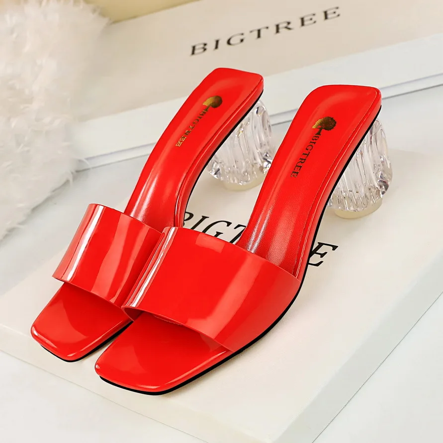 

Non-slip Sexy Fish Mouth Sandals Thick Heel Fashion Slippers Wild Word Slippers