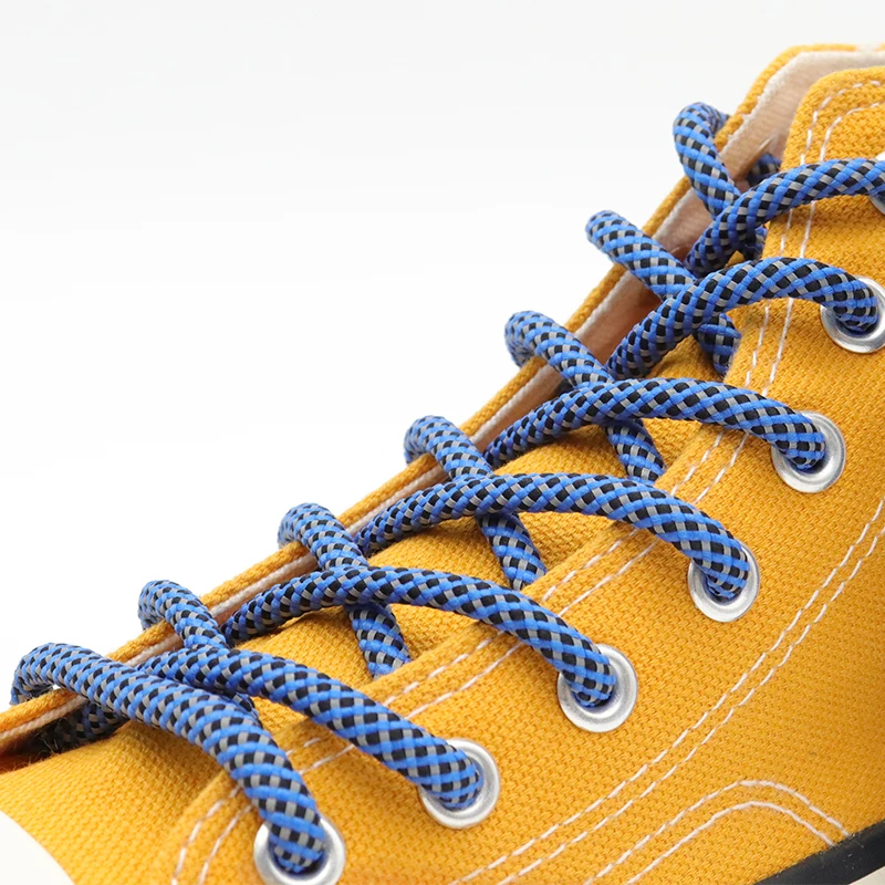 

Weiou Lace Company Hot Sale High Quality 120cm Length Two-Color Round MultiColor Safety Running 3M Reflective Shoelaces, 3m grey+polyester color