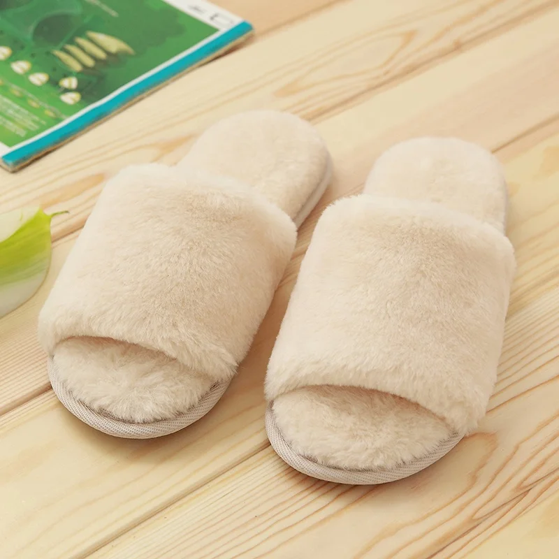 white slippers with fur