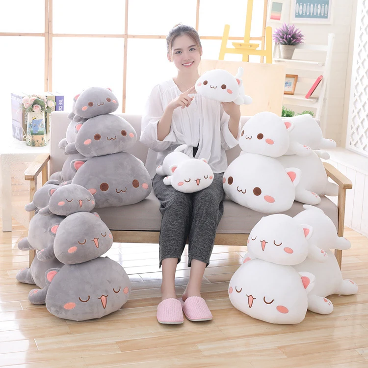

Cute Kitten Plush Stuffed Toy Soft Anime Cat Plush Pillow baby kids luxury sleeping pillow long bed small pillow