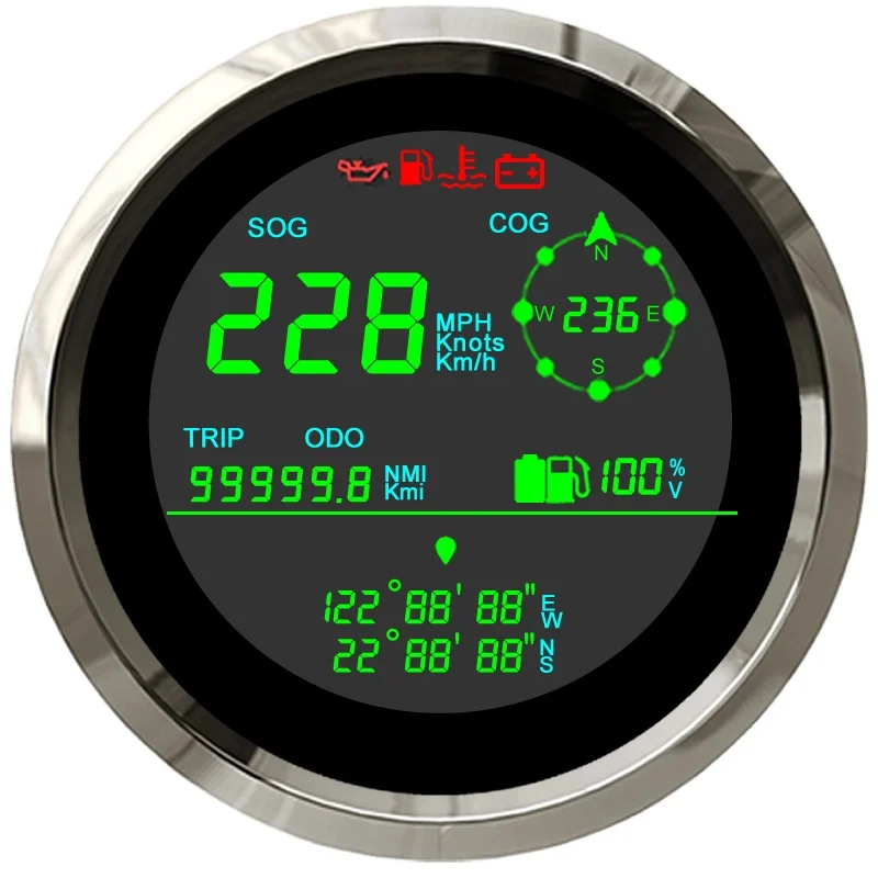 

GPS speedometer with Fuel Gauge Voltmeter Compatible with difference fuel level sensor, Black and white face for optional