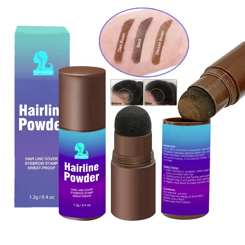 

Private Label Waterproof Natural Black Brown Eyebrow Stamp Powder Hair Contour Touch-Up Hairline Shadow Powder
