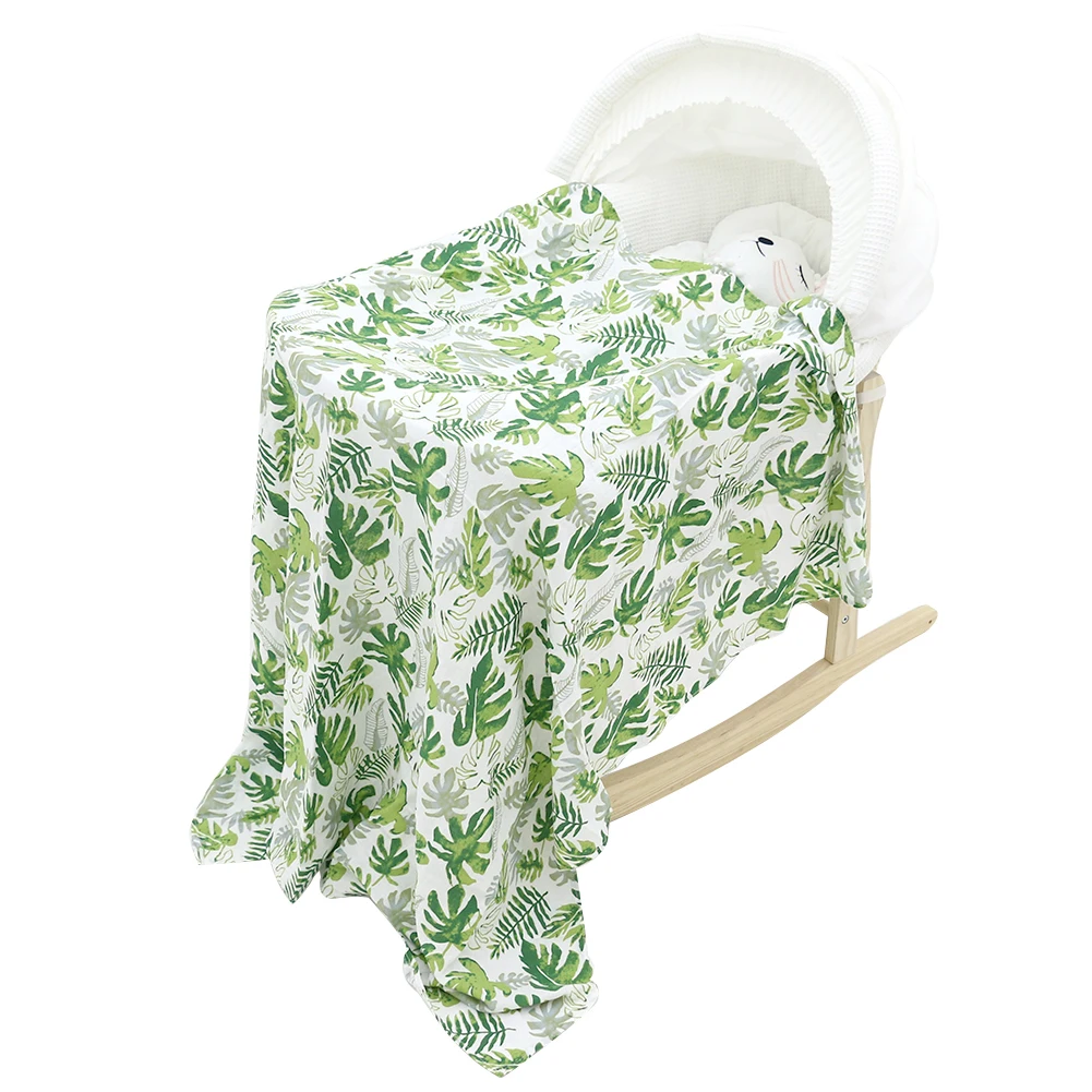 Organic Cotton Bamboo Baby Muslin Wrap Floral Swaddle Blanket Custom