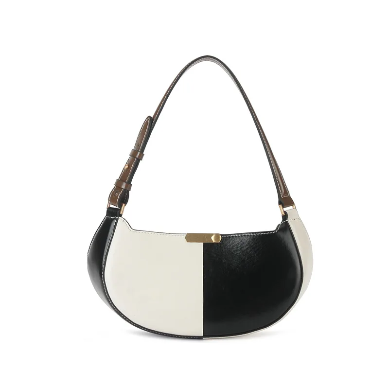 

Women hand bag 2021 underarm bag single strap shoulder handbags genuine leather cow bag handmade guangzhou factory, Black/white or as your request