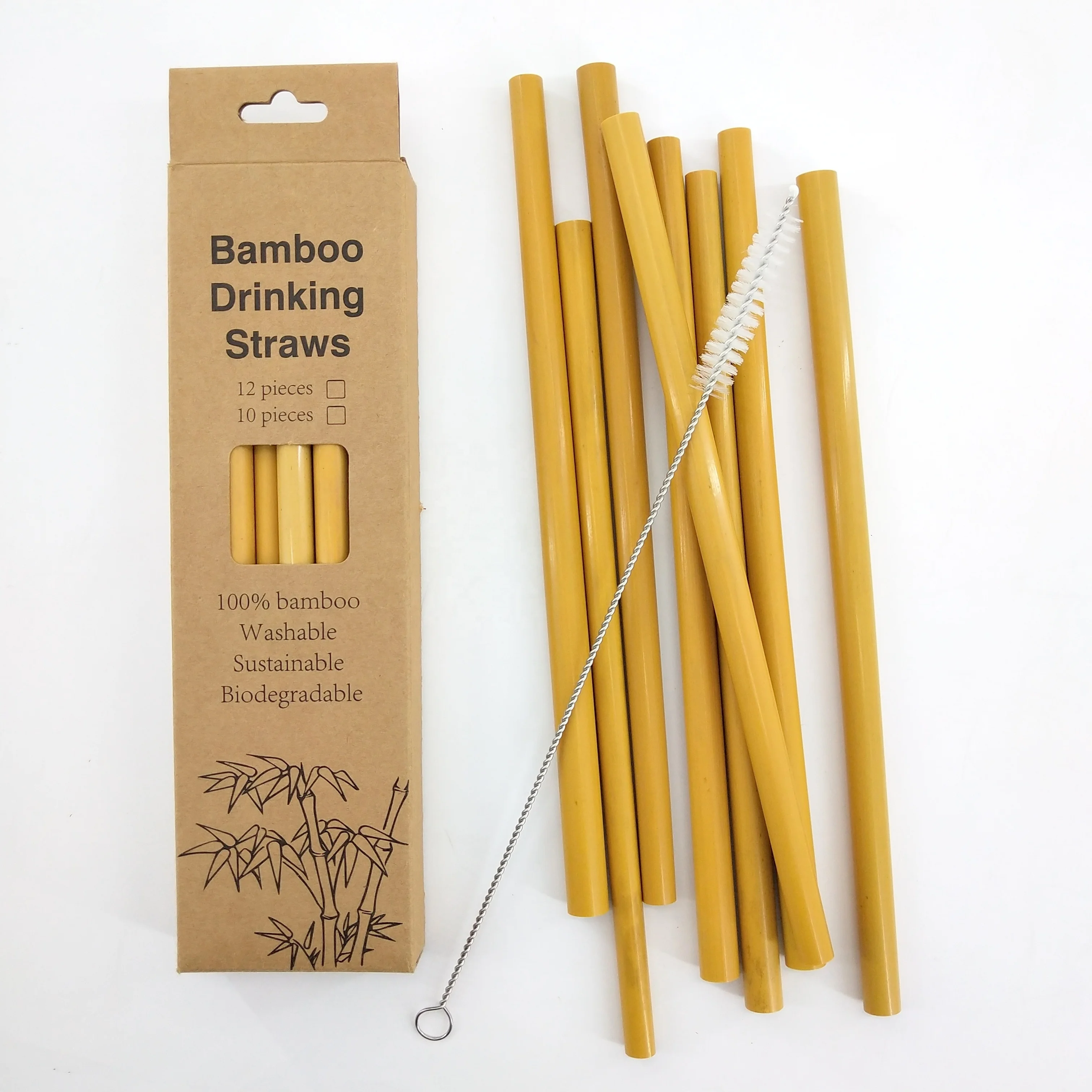 

retail and wholesale boxes packaged 20cm biodegradable natural bamboo drinking straws