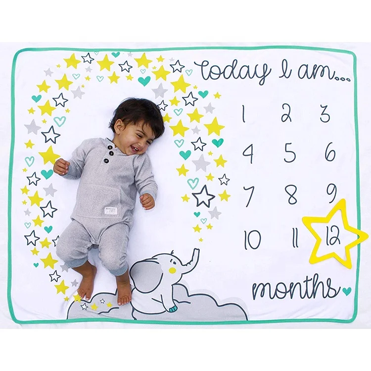 
Security Ognic Printed Baby Girl Milestone Month Blanket Set for Newborn Baby 