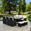 Outdoor Wicker Patio rattan cube garden 11 piece dining table and chairs set