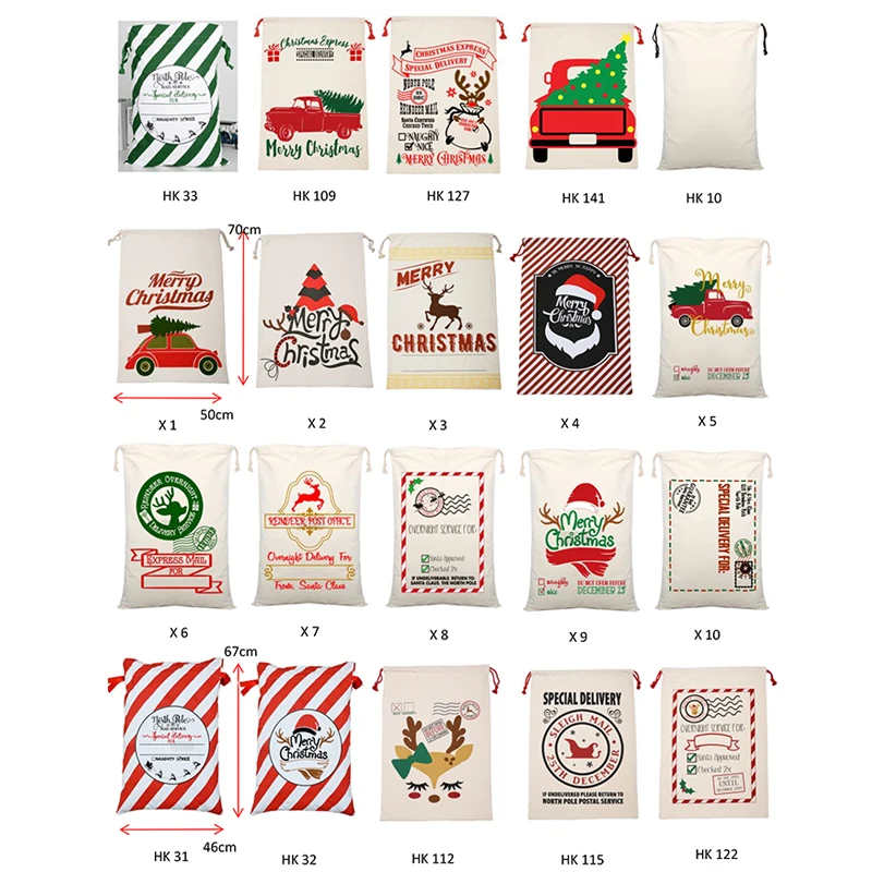 
Hot sale santa sack natural cotton canvas gift christmas bag wholesale 